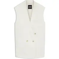BOSS Mouwloze relaxed-fit blazer van een wolmix Maat 44