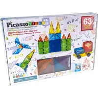 PicassoTiles 63-delige Magnetische Bouwset met Auto en Truck - STEM Leer Kit