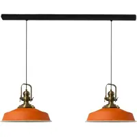 Bamyum Asletl Hanglamp Eettafel Lamp 2 Vlam Oranje Ø40 cm Vintage Eettafel Lamp, Lampenkap Hanglamp