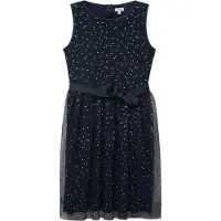 s.Oliver korte jurk met stippen donkerblauw Meisjes Polyester Ronde hals - maat 158