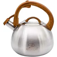 Meyerhoff RVS fluitketel 3 liter MH-4149J – Inductie fluitketel – Metallic bruintinten – Moderne handgreep met houtnerfdesign