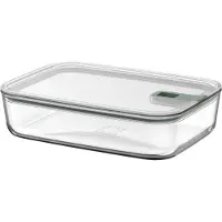Mepal Glazen Vershouddoos EasyClip - 2,25 l - Glazen vershoudbakjes met schuifsluiting - Geschikt voor magnetron, (stoom)oven, koelkast en vriezer - Nordic sage