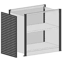 Schulte Lagertechnik Startmodule voor uitschuifbaar baliesysteem MULTIplus, 2 moduleframes/1 eindpaneel, zonder werkblad, breedte boven 806 mm