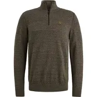 PME Legend Trui 'Pullover with half zipper' olijfgroen