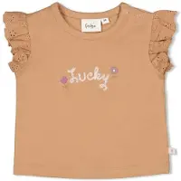 Feetje T-shirt Flower Ranch bruin Meisjes Katoen Ronde hals Tekst - maat 86