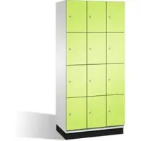 C+P Cambio lockerkast, 3 vakken, 12 vakken, met plint, B 900 x D 525 x H 1980 mm, lichtgrijs/kleingroen