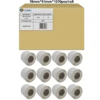 G&G Etiketten , compatibel met Zebra 800263-205, 76 x 51 mm, zelfklevend, gecoat, geperforeerd, thermisch papier, wit, 12 x 1370 stuks
