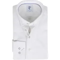 R2 amsterdam overhemd wit effen semi-wide collar