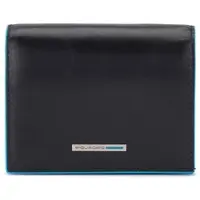 Piquadro Blauwe Vierkante Portemonnee Leer 11 cm blauw