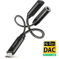 Axagon ADA-HCPD, USB-C, 3,5 mm, vrouwtjesaansluiting, USB-C, mannelijke aansluiting, 0,1 meter, zwart