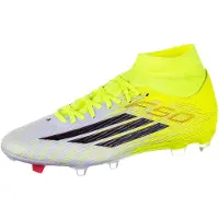Adidas F50 League Mid Gras / Kunstgras Voetbalschoenen (MG) Neongeel Zwart Rood