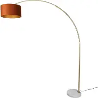 QAZQA Stalen vloerlamp met oranje kap en gouden binnenkant 50cm - XXL