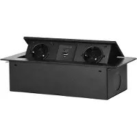 ORNO Pop-up Stekkerdoos - 2 stopcontacten - USB A en USB C - Inbouw Stekkerblok zonder kabel - Zwart