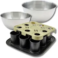 Zenker Set bakvormen voor individuele cakes 9 holtes met deksel, 2 mengkommen en 1 spatel