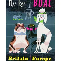 IXXI British Overseas Airways, Bridgeman Images - 80 x 100 cm - Gratis ophangtool - Grote wanddecoratie en posters - Art Deco, Retro, Speels