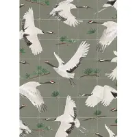 IXXI Cranes Green, Isabelle Vandeplassche & Rijksmuseum 2.0 - 100 x 140 cm - Gratis ophangtool - Grote wanddecoratie en posters - Klassiek, Aquarel