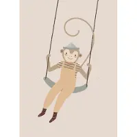 IXXI Monkey Swing, Little Otja - 100 x 140 cm - Gratis ophangtool - Grote wanddecoratie en posters - Grafisch Ontwerp, Speels, Cartoonesk