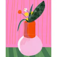 IXXI Mio Vaso pinky love, Hej.Ibiza - 80 x 100 cm - Gratis ophangtool - Grote wanddecoratie en posters - Speels, Illustraties, Kleurrijk, Digitale