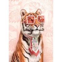 IXXI Fashion Tiger, Paul Fuentes - 100 x 140 cm - Grote wanddecoratie en posters - Illustraties, Speels, Pop art, Kleurrijk, Grafisch Ontwerp