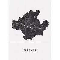 IXXI Firenze City Map, Kunst in Kaart - 100 x 140 cm - Gratis ophangtool - Grote wanddecoratie en posters - Minimalisme, Digitale Kunst, Technische