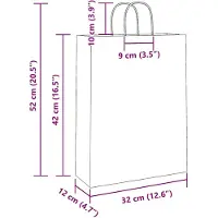 vidaXL Papieren zakken 50 st met hengsels 32x12x42 cm bruin