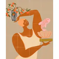 IXXI Fish And Orange, Arty Guava - 80 x 100 cm - Gratis ophangtool - Grote wanddecoratie en posters - Kleurrijk, Speels, Illustraties, Grafisch