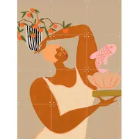IXXI Fish And Orange, Arty Guava - 60 x 80 cm - Grote wanddecoratie en posters - Kleurrijk, Speels, Illustraties, Grafisch Ontwerp, Woonkamer