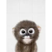 IXXI Baby Monkey, Lila + Lola - 60 x 80 cm - Gratis ophangtool - Grote wanddecoratie en posters - Fotografie, Speels, Babykamer, Kinderkamer, Dieren