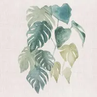 IXXI Tropical jungle watercolour palm leaves II, Bloomery Decor - 80 x 80 cm - Grote wanddecoratie en posters - Illustraties, Aquarel, Naturalisme