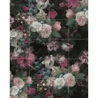 IXXI Moody Baroque Florals, Bloomery Decor - 80 x 100 cm - Gratis ophangtool - Grote wanddecoratie en posters - Klassiek, Vintage, Woonkamer