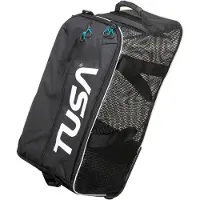 Tusa Mesh Roller Bag – Reistas op wielen van mesh voor het transport van complete duikuitrusting, met vakken en schouderband – Zwart/Zwart – BA0301 – 92L