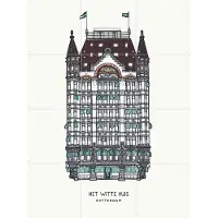 IXXI Het Witte Huis, Huisportret & Kunst in Kaart - 60 x 80 cm - Grote wanddecoratie en posters - Illustraties, Vintage, Line art, Woonkamer