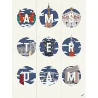 IXXI Amsterdam Icons, Art Studio Jet & Kunst in Kaart - 60 x 80 cm - Gratis ophangtool - Grote wanddecoratie en posters - Speels, Typografie, Grafisch