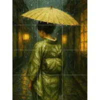IXXI Geisha with a Parasol in the Evening Light, Natalie Bruns - 60 x 80 cm - Gratis ophangtool - Grote wanddecoratie en posters - Olieverf