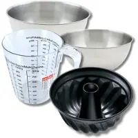 Zenker Bakkerset met 22 cm kouglofvorm, 2 mengkommen, maatbeker en spatel