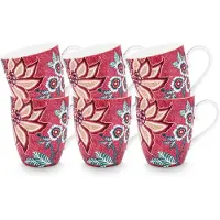 Pip studio Flower Festival Mokken - Theemok - Koffiemok met Oor - Servies set van 6 - 365ml