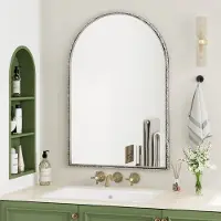 STILVORA Spiegel – Boogdesign Met Gehard Glas En Vochtbestendig Metaalframe – Metaal;Glas – Zilver – Badkamer Woonkamer Hal – Ophangbaar Of Tafelmodel