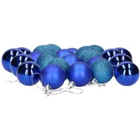 Gerimport Kerstballen - 24x stuks - blauw - D4 cm - kunststof - mat/glans/glitter - kerstversiering