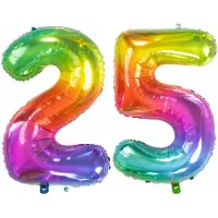 Folat Verjaardag Leeftijd folieballon - 25 jaar - multi kleuren - 86 cm - cijferballon groot