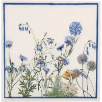 Clayre & Eef Servetten Papier Set van 20 33x33 cm Wit Blauw Papier Bloemen