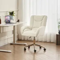 STILVORA Draaistoel - Hoogteverstelbaar - Ergonomisch Ontwerp - Modern Design Voor Thuiswerk & Kantoor - Zacht Velours - Ivoor
