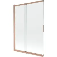Mexen Fox badwand scherm 2-delig schuifbaar 120 x 150 , transparant, geborsteld koper - 891-120-002-65-00