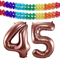 Folat Verjaardag Leeftijd folieballon - 45 jaar - rosé goud - 86 cm - cijferballon groot - incl 2x feestslingers