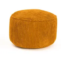 Lumaland zitzak poef van corduroy | Compacte 50L gaming poef met 3-in-1-functie: comfortabele kruk, handig tafeltje en stijlvolle voetenbank voor binnenshuis | Ø 25 x 45 cm - Mosterdgeel