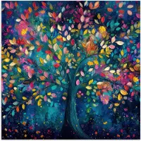 PosterMonkey Poster 75x75 cm - Kleurrijk - Boom - Magisch - Abstract - Posters - Kamer decoratie - Wanddecoratie woonkamer - Muurdecoratie slaapkamer