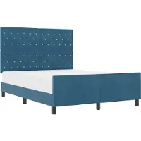vidaXL Boxspringbed met hoofdeinde, donkerblauw, 140 x 200 cm, fluweel