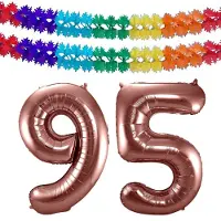 Folat Verjaardag Leeftijd folieballon - 95 jaar - rosé goud - 86 cm - cijferballon groot - incl 2x feestslingers