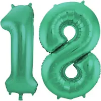 Folat Verjaardag Leeftijd folieballon - 18 jaar - groen - 86 cm - cijferballon groot