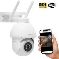 Finex Beveiligingscamera Pro – 4K Ultra HD – Geen abonnement - Op Netstroom – Buiten Camera Met Nachtzicht – Buitencamera – Bewakingscamera voor Buiten – Beveiligingscamera Met WiFi en App – Wit