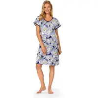 Comtessa Ascafa Nachthemd 'Paper Nights' - Dames Nachthemd - Korte Mouw - Blauw - Maat 48